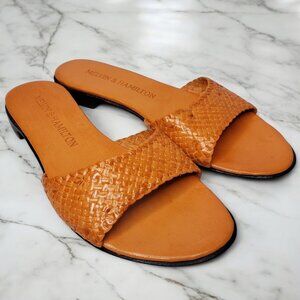 Melvin & Hamilton Woven Leather Sandals Women's Orange Slip On Casual 6.5